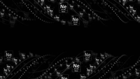 neon molecule symbol, chemistry periodic table, animation, background, rendering, loop