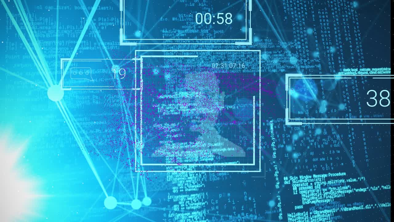 Animation of people icons over nft text and data processing