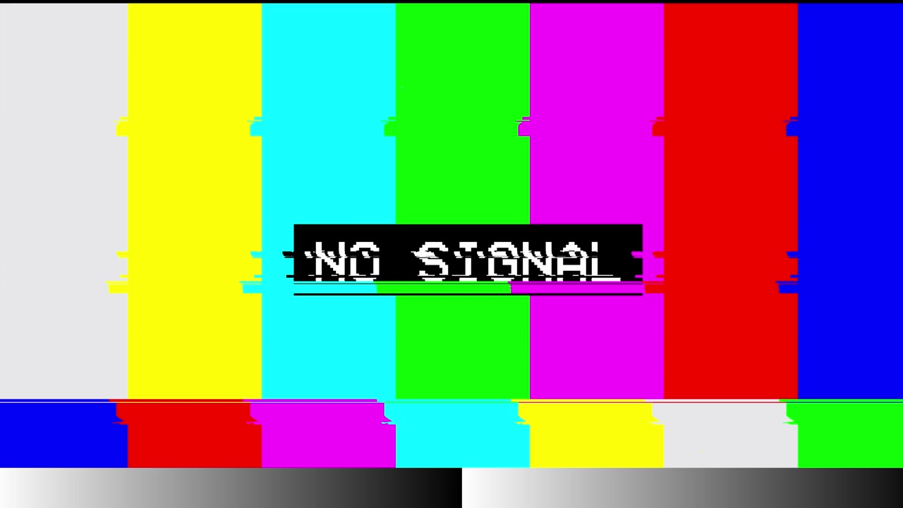 No Signal TV Screen with Glitch and Color Bars