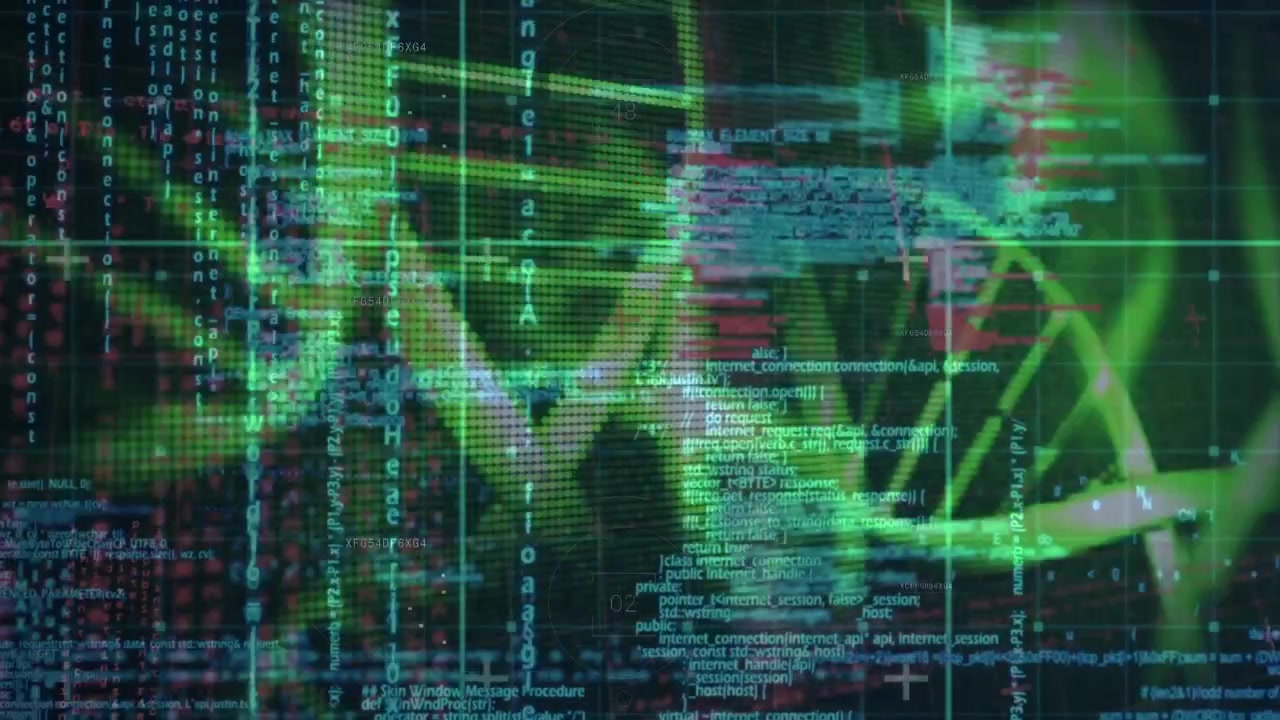 Animation of dna strand spinning and data processing over grid