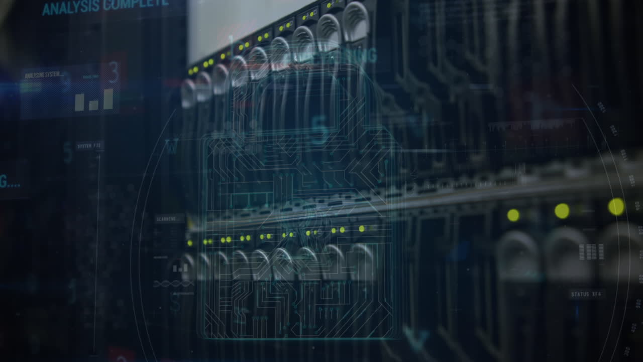 animación del candado, texto de advertencia y procesamiento de datos a través de servidores informáticos en segundo plano