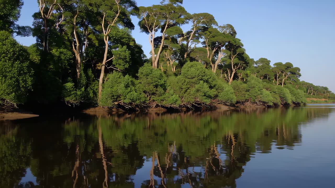 Riverbank Forest Reflection