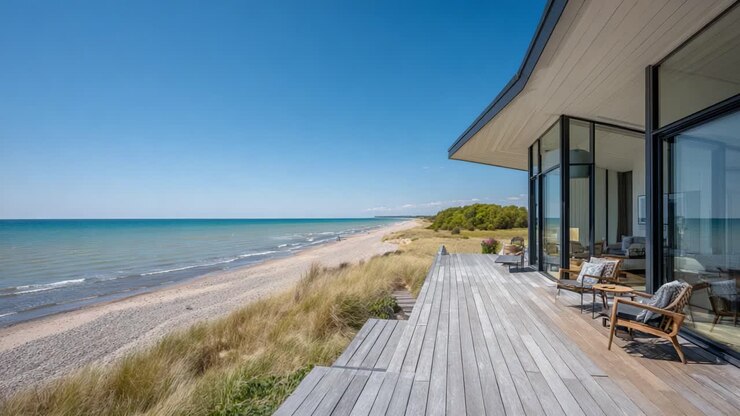 Splendido Rifugio Costiero: Una Casa Contemporanea che si Affaccia su una Spiaggia Serena e un Vasto Orizzonte Oceanico, Perfetta per una Vita Tranquilla e Viste Panoramiche