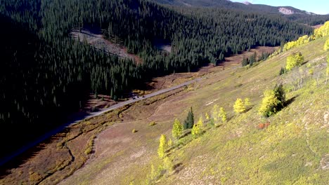 Eine-Straße-Durch-Ein-Tal-Mit-Wunderschönen-Espen-Und-Kiefern