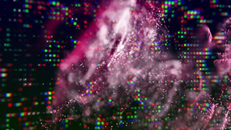 animación del procesamiento de datos digitales sobre una malla brillante de conexiones