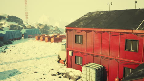 polar weather station on the shore of the sea