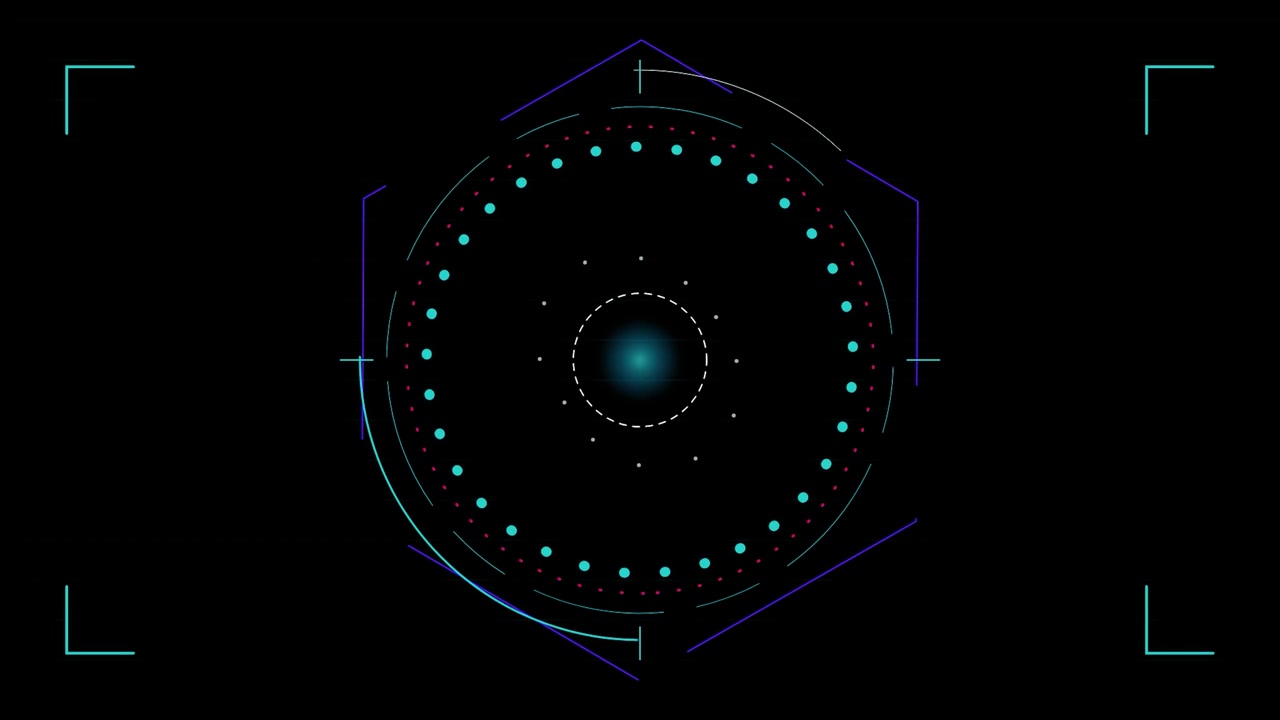 Futuristic Digital HUD Interface with Rotating Circular Elements