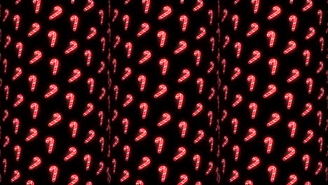 Neon-Christmas-Pattern-Background-of-Candy-Cane-in-Red-White-and-Black-Looping-animation