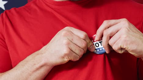 presidential election button on a man