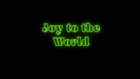 animation of joy to the world christmas neon text over black background