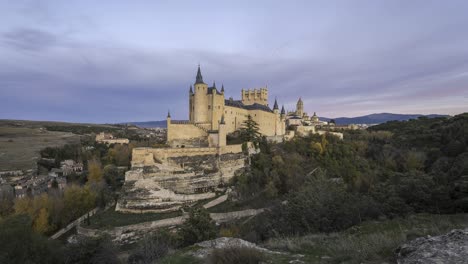 medieval castle against sundown sky