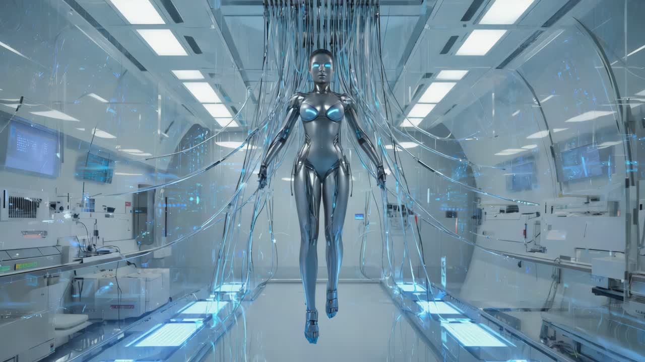 Futuristic Robot in Advanced Laboratory