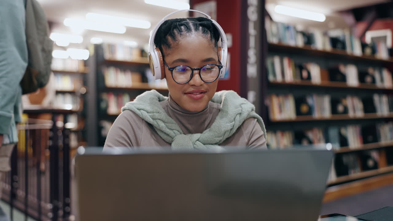 Woman Studying in a Library