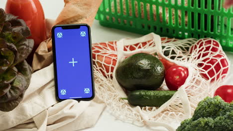 grocery shopping with smartphone