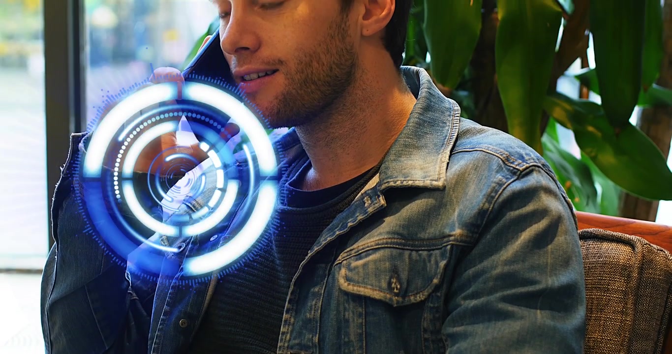 Animazione di un orologio su un uomo d'affari che usa un tablet.