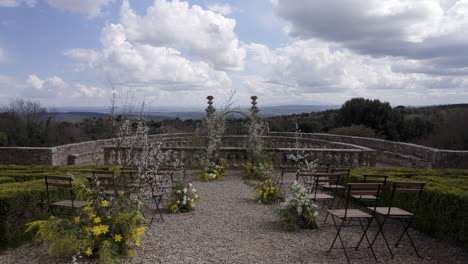 rustic outdoor wedding ceremony in an italian villa garden