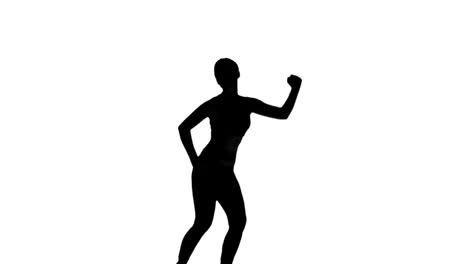 Silhouette-of-woman-doing-fitness-on-white-background