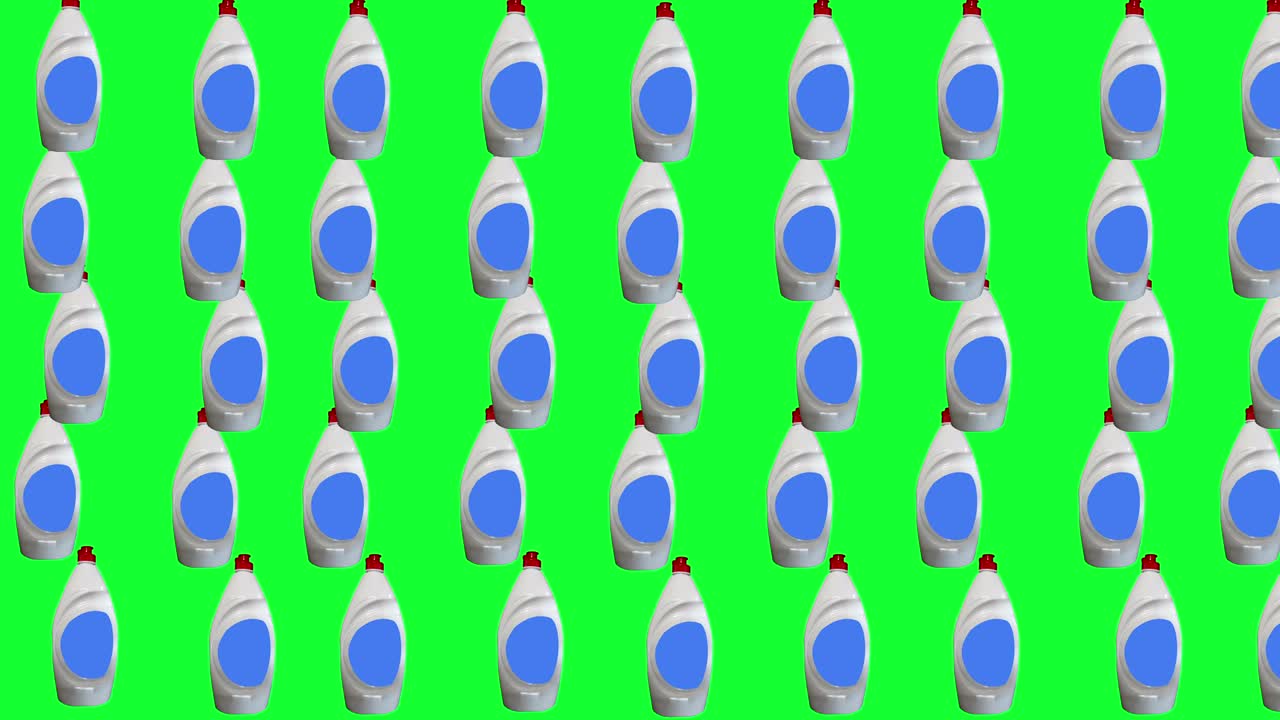 group of plastic bottles animation, editable green screen -Chroma key