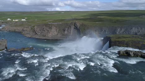 icelandic waterfall with rainbow