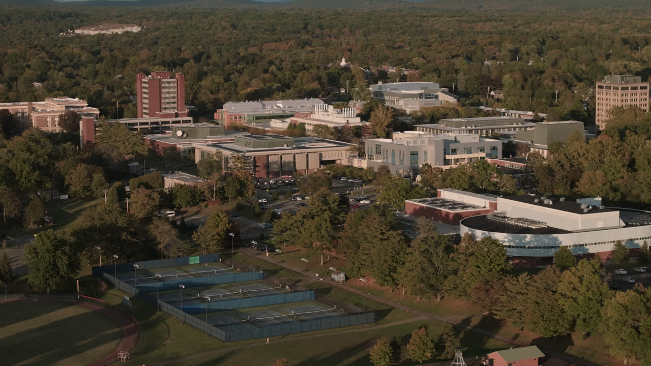 Aerial view of SUNY New Paltz on an autumn day