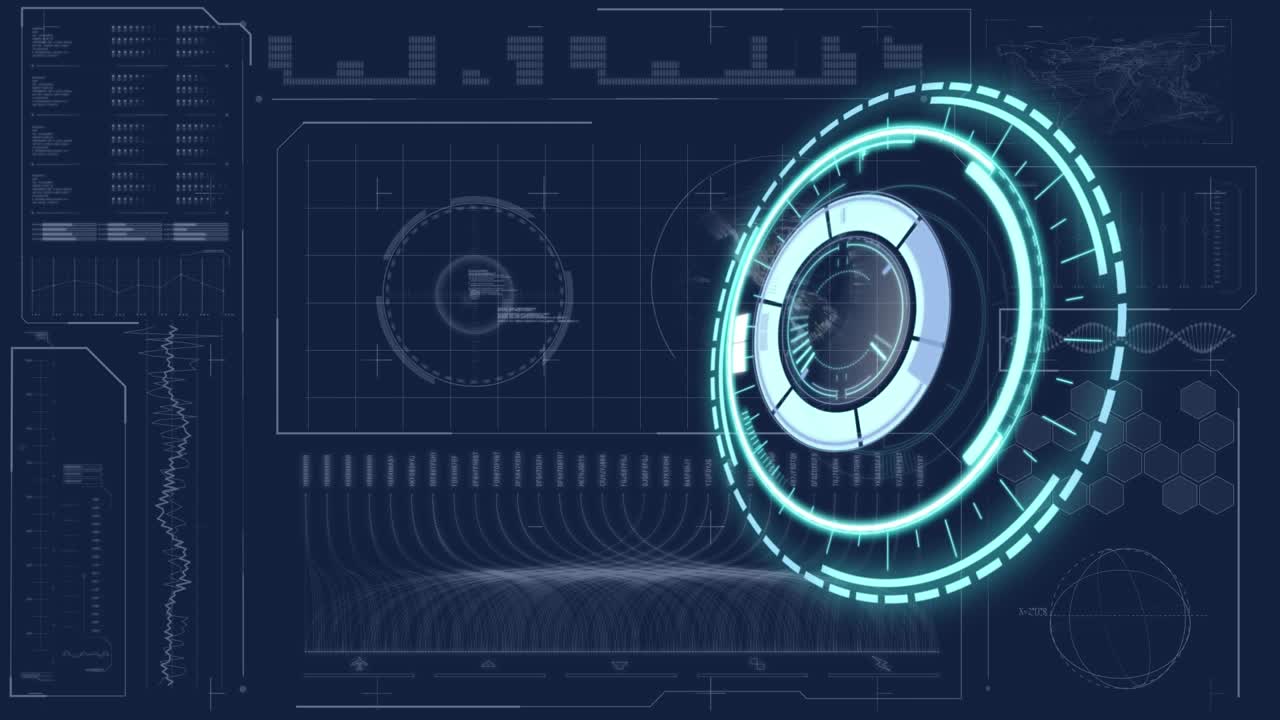 Animation of scan scoping over data processing on navy background