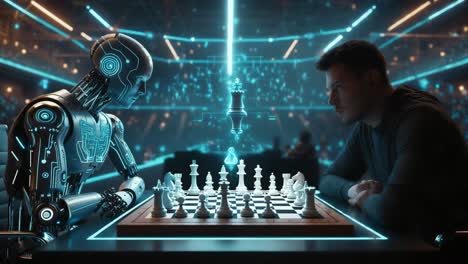 robot contra juego de ajedrez humano