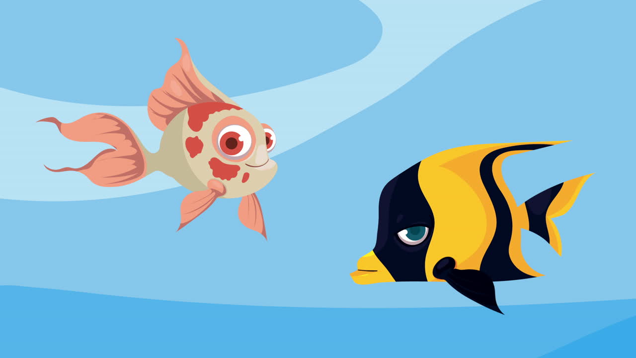 두 개의 만화 물고기