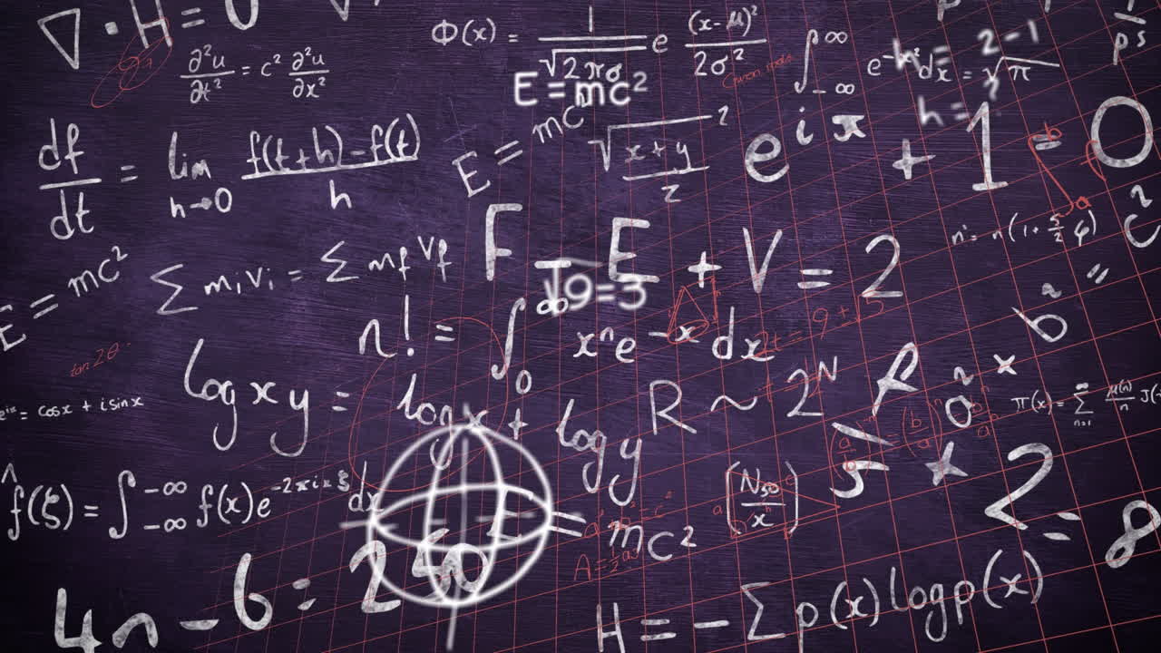 animación de fórmulas matemáticas en movimiento sobre la pizarra