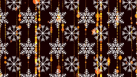 animation of snowflakes icons in seamless pattern against light trails on grey background