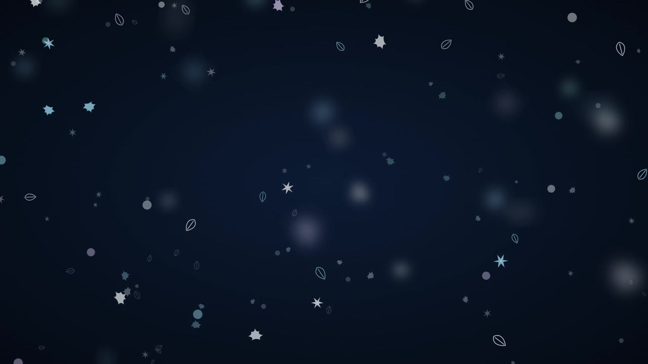 Abstract Motion Background with Floating Snowflakes and Leaves