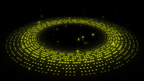 animation of glowing yellow spots in circular movement on black background