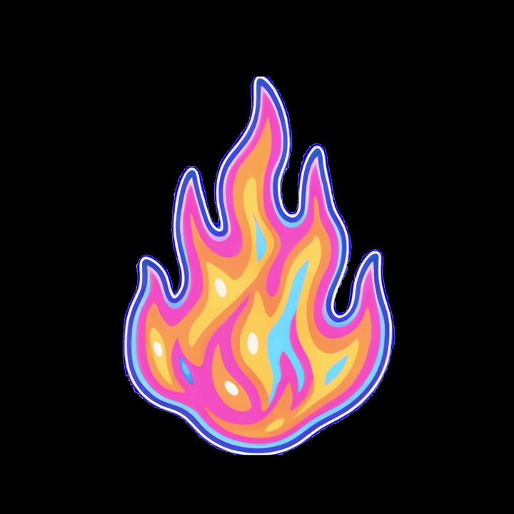 Animeret neonflammegrafik på sort baggrund