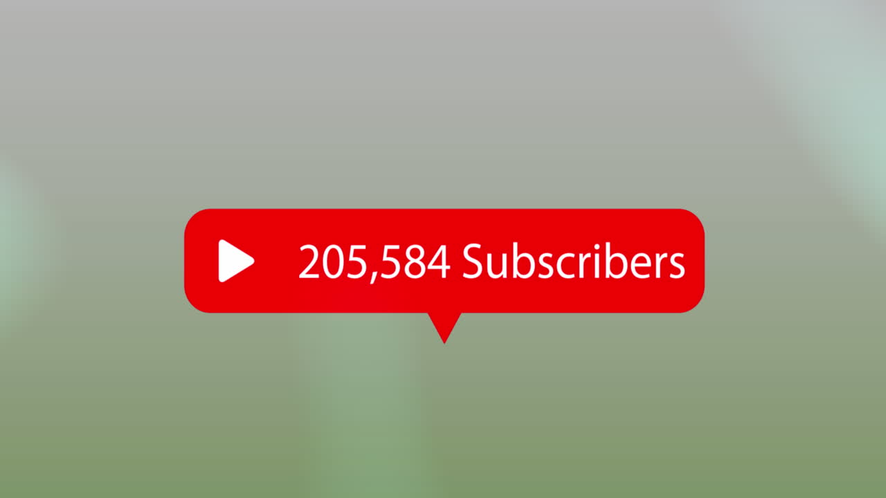 블루 그라디언트 배경에 음성 거품에 가입자를 증가시키는 플레이 아이콘의 애니메이션