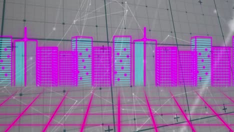 animación del procesamiento de datos con el paisaje urbano