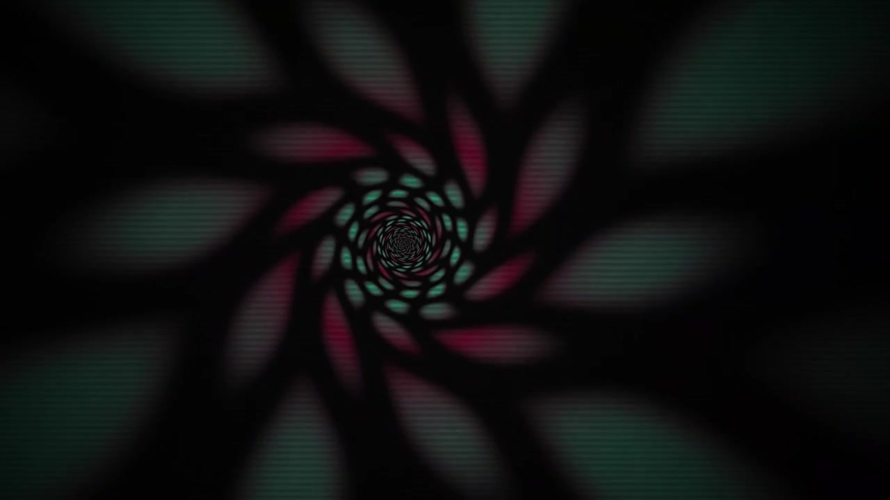 Hypnotisk roterende spiralmønster med grønne og røde lys
