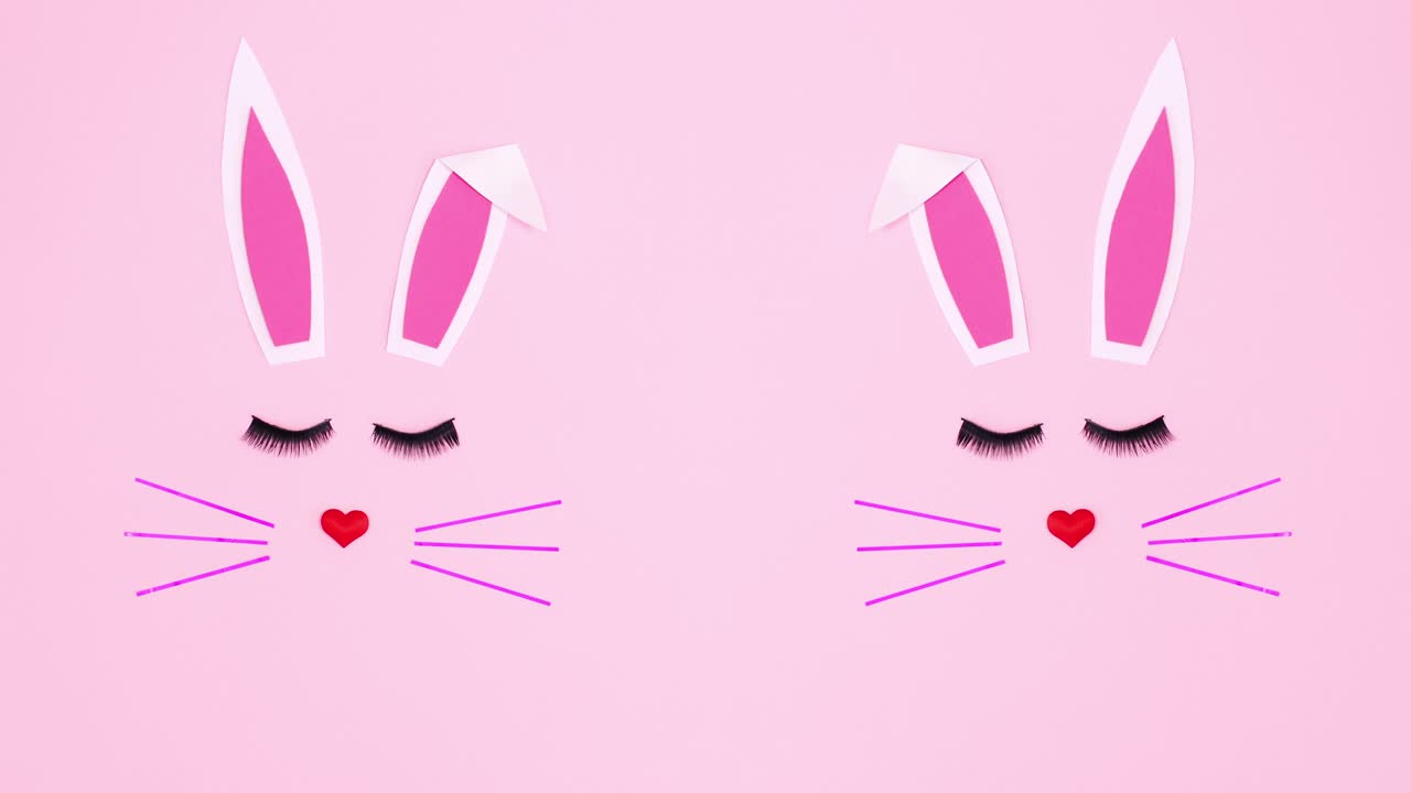 파스텔 분홍색 배경에 크리에이티브 이스터 토끼