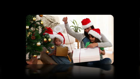 presionando con la mano y desplazándose a través de videos de navidad