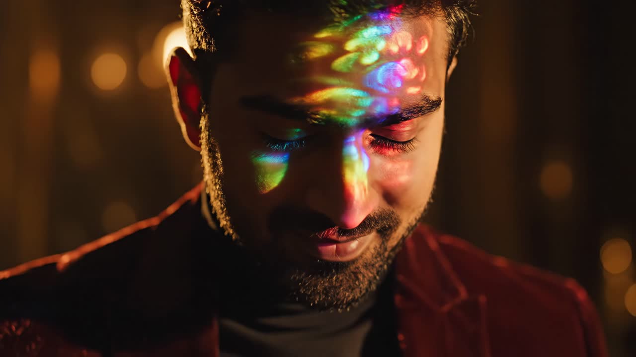 Portrait of a man with colorful lighting