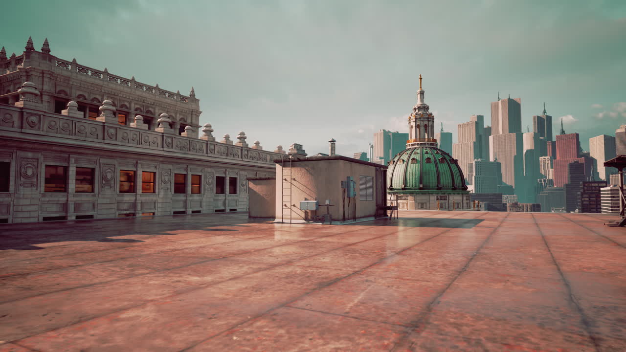 건물의 지붕에서 도시 풍경