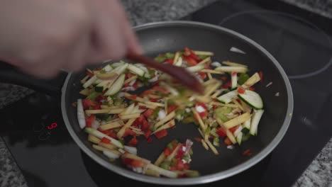 preparing a stir-fry