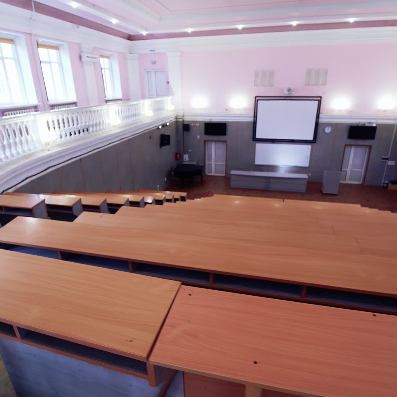 Tables and chairs in classroom