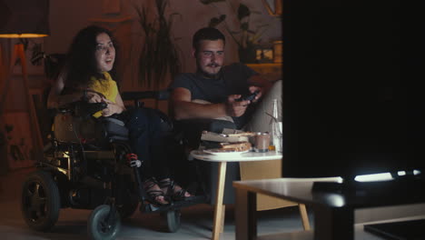 couple gaming and relaxing at home