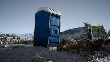 portable mobile toilet in the beach. chemical wc cabin