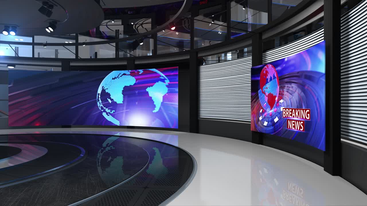 el bucle de fondo del estudio de noticias virtual en 3d