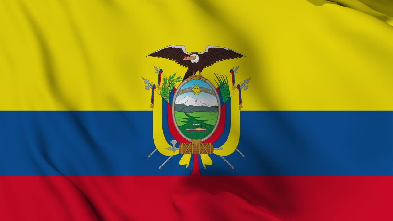 Animazione ondeggiante senza interruzioni della bandiera dell'Ecuador
