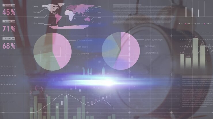 Animation of financial data processing over alarm clock