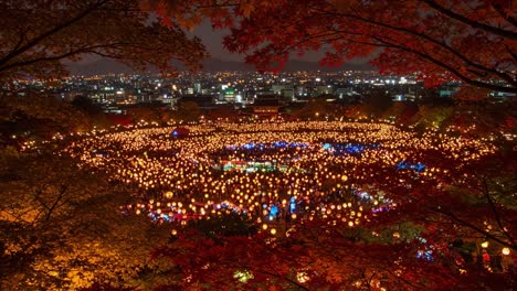 autumn lantern festival at night with city view