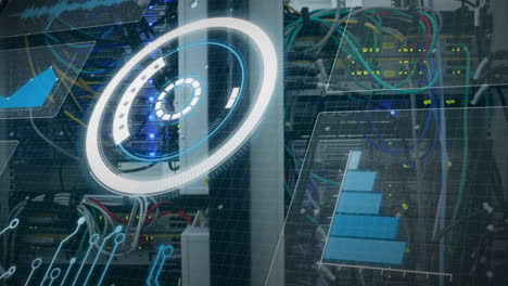 animation of data processing over server room
