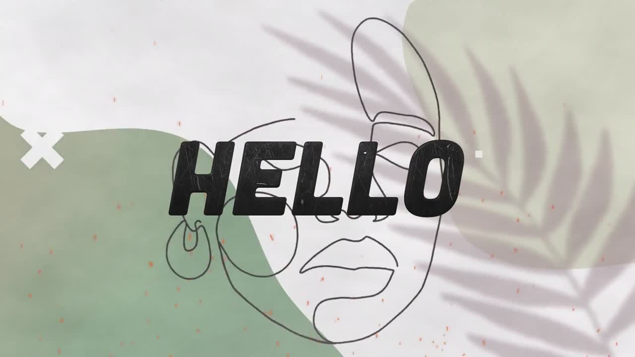 formas abstractas y texto de saludo contra manchas de luz coloridas en un fondo degradado