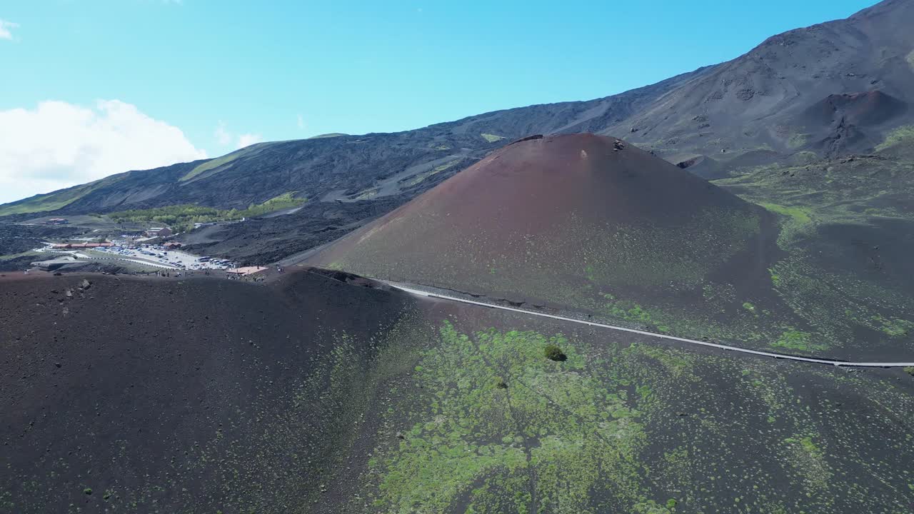 Aerial drone footage of the Etna surroundings: volcanic terrain, forests, lava fields and panoramic views. Ideal for nature, travel and geological landscape projects